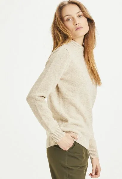 KnowledgeCotton Apparel KnowledgeCotton Apparel Strickpullover - MYRTHE Lambswool High Neck - aus Bio-Lammwolle, Natur (light feather grey), – Produktbild 2 von 4