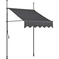 Klemmmarkise, Gestell aus Aluminium, Bezug Polyester B 200 x H 300 cm, dunkelgrau – Produktbild 1 von 1