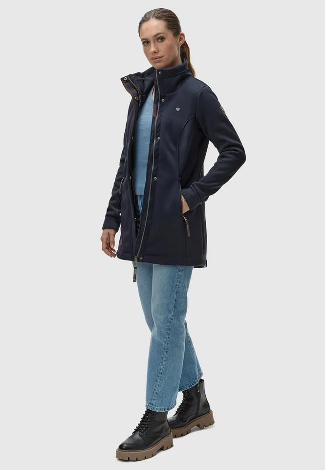 ragwear ragwear Sweatjacke Letrice Bonded Elegante Zip-Jacke mit hohem Kragen in Feinstrickoptik, Blau, – Produktbild 4 von 5