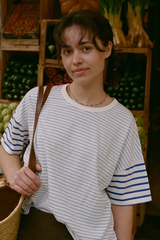 Nénés Nénés Damen vegan T-Shirt Claire Gestreift Weiß, Weiß, – Produktbild 2 von 2
