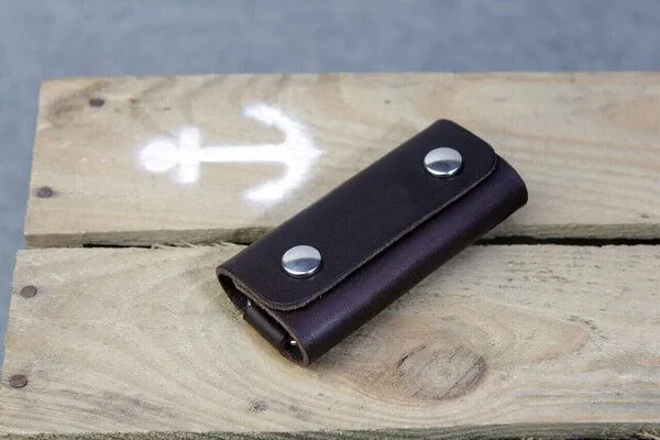 Pack & Smooch Pack & Smooch Schlüsselmäppchen, Schlüsseletui FESTMOKER pflanzlich gegerbtes Leder, Dunkelbraun, – Produktbild 4 von 4
