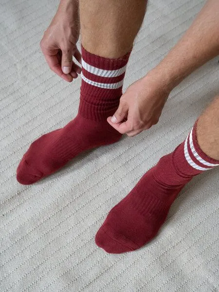 FUXBAU FUXBAU Retro Tennissocken, Bordeaux creme, – Produktbild 2 von 4
