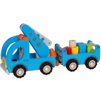 Goki goki Kranwagen aus Holz mit Anhänger, 7-teilig, bunt lackiert Maße 32 x 9 x 16 cm – Produktbild 1 von 1