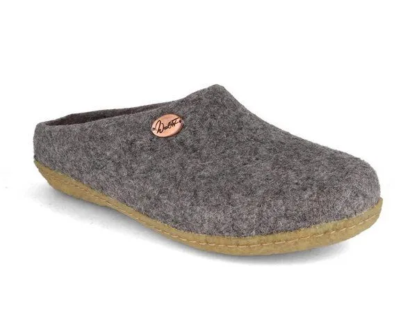 WoolFit WoolFit Filzpantoffeln „Classic“ mit Naturgummisohle mit weichen Filzeinlagen, Hellgrau, – Produktbild 1 von 4