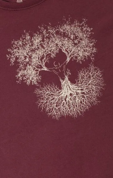 Life-Tree Life-Tree Shirt aus Biobaumwolle Fairwear für Herren "Fusion" in Washed Red – Produktbild 4 von 5