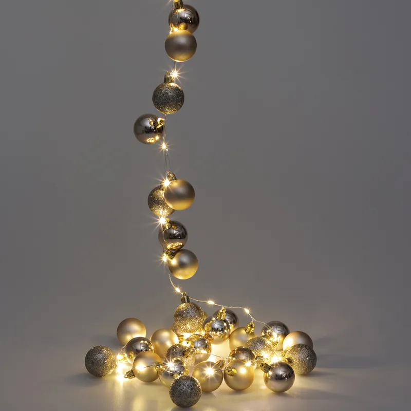 Casaria® Lichterkette Weihnachten LED Champagner 2m Kugeln, Beige, – Produktbild 2 von 2