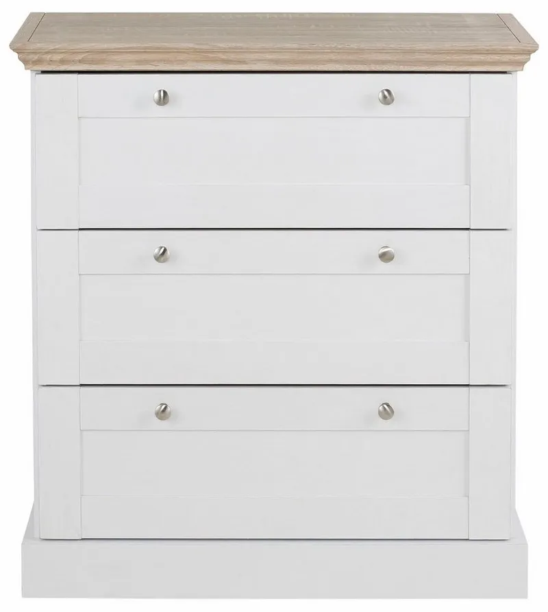 OTTO home Schubkastenkommode Binz, mit schönen Metallgriffen, 3 Schubladen, Breite 75 cm, Weiß, – Produktbild 4 von 5