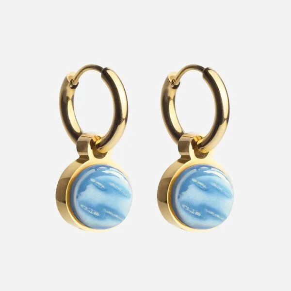 ALEXASCHA ALEXASCHA Gold Creolen mit Anhänger | Mix & Match, Azurblau, – Produktbild 1 von 4