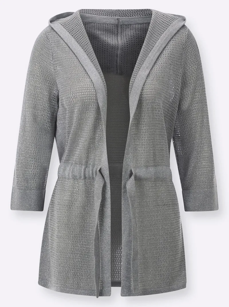 Witt Ajourstrickjacke, Steingrau, – Produktbild 2 von 3
