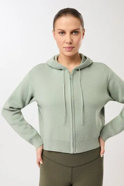 mandala Mandala Knitted Hoodie Jacket, Desert-green (grün), – Produktbild 1 von 4