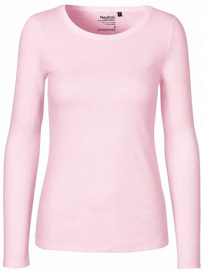 Neutral Neutral Langarmshirt Damen Long Sleeve T-Shirt / 100% Fairtrade-Baumwolle, Light pink, – Produktbild 2 von 3