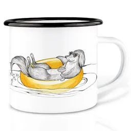 LIGARTI Emaille Tasse – Urlaubshund – LIGARTI Tiermanufaktur – Produktbild 1 von 1