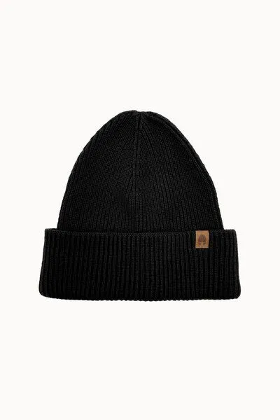 Kopyto Kopyto ANTILOPE - Mütze mit hohem Rippstrickbund aus plüschiger 100% Merinowolle RWS-zertifiziert, Schwarz, – Produktbild 1 von 5