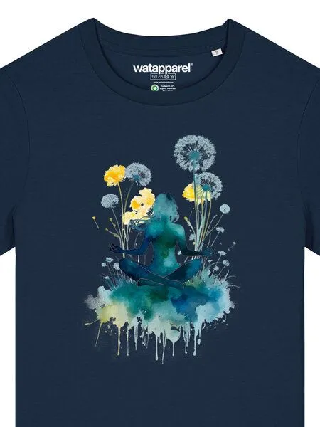 watapparel watapparel T-Shirt Frauen Yoga & Meditation, French navy, – Produktbild 3 von 3