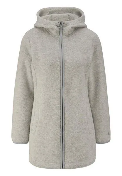 hessnatur hessnatur Wollfleece-Jacke mit Kapuze Regular aus reiner Bio-Merinowolle, Hellgrau, – Produktbild 3 von 4