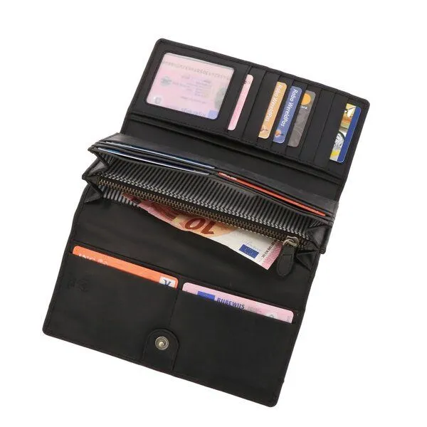 MoreThanHip MoreThanHip Damen RFID Portemonnaie Ökoleder - Derby, Schwarz, – Produktbild 1 von 4