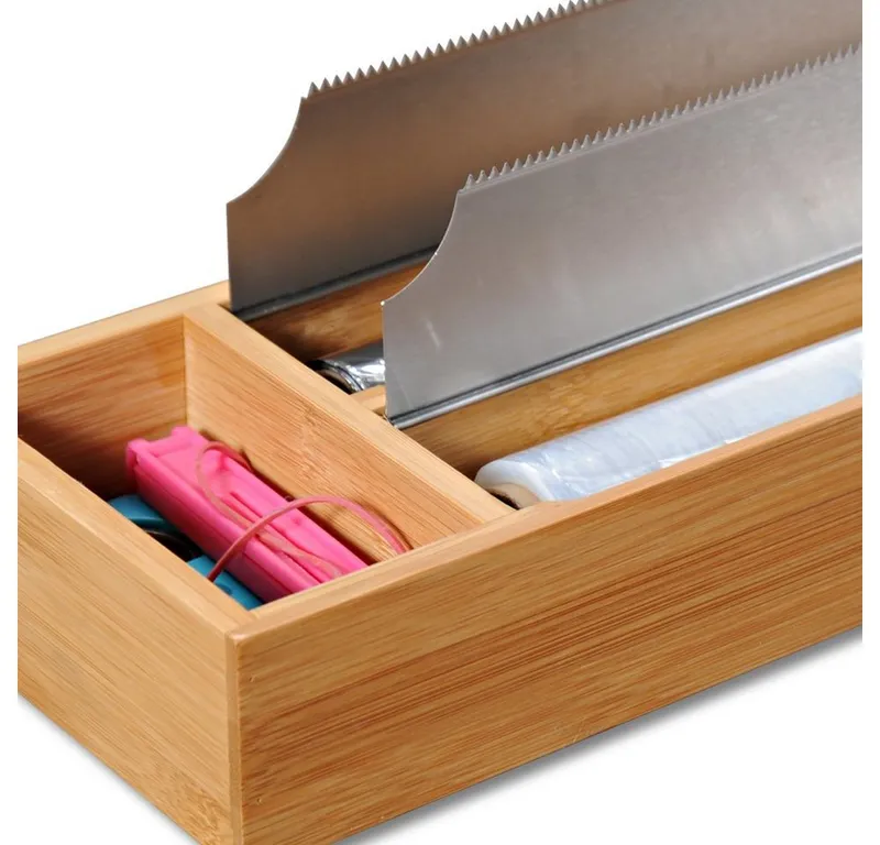 Kesper Kesper Folienspender mit 3 Fächern, 2 davon mit Abrisskanten, (1-St), für Alufolie und Frischhaltefolie, Beige, – Produktbild 4 von 5