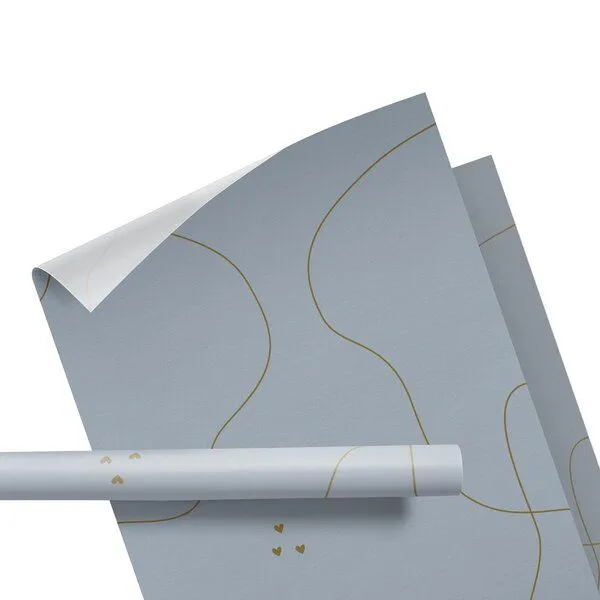 Fines Papeterie Fines Papeterie 10m Seidenpapier HELLBLAU mit goldfarbenen Linien auf Rolle – Produktbild 3 von 4