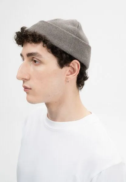 MELA MELA Feinstrick Mütze kurz Style LESH aus 100% Bio-Baumwolle, Bear melange, – Produktbild 2 von 3