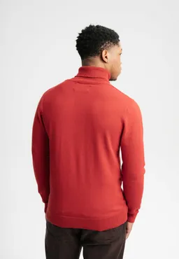 MELA MELA Herren vegan Feinstrick-Rollkragenpullover Kanja Granatapfel – Produktbild 1 von 1