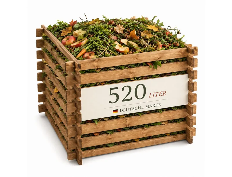 Onbest Komposter Komposter Holz 520 l FSC-Holz 100 x 72 x 100 cm Stecksystem, BxTxH: 100x100x72 cm, 520 l, 520L, Made in Europe, Braun, – Produktbild 1 von 5
