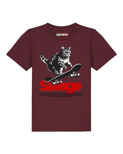 watabout.kids watabout.kids T-Shirt Kinder Savage Cat, Burgundy, – Produktbild 1 von 2