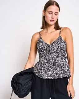 JAN N JUNE JAN 'N JUNE Damen vegan Krawatten-Top Spaghetti Ebur Leo Print – Produktbild 1 von 1
