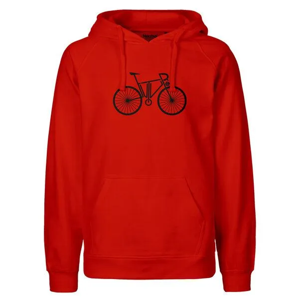 HANDGEDRUCKT HANDGEDRUCKT "FutureBike" Männer Hoody aus reiner Biobaumwolle (kbA), Red, – Produktbild 1 von 2