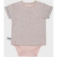 OrganicEra Baby S/S T-shirt Body gestreift 'OrganicEra' aus Bio-Baumwolle, Rose, – Produktbild 1 von 1
