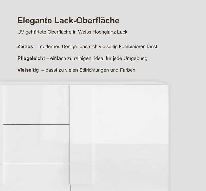 Home affaire Mehrzweckschrank Jupiter, Höhe 193 cm, Stauraumschrank 2 Türen - Soft Closing, Highboard, moderne Griffblende, FSC®, cleveres Stauraumkonzept, Weiß, – Produktbild 3 von 5