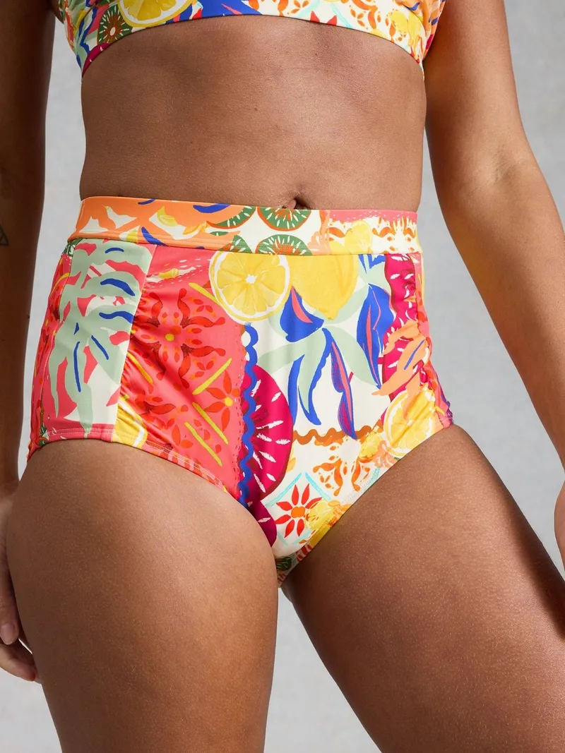 White Stuff Hochgeschnittene Bikinihose Verity - 36, Rosa multi, – Produktbild 3 von 4