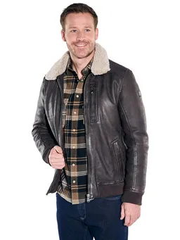 Engbers Lederjacke Herren Lammlederjacke mit Teddyfellkragen – Produktbild 1 von 1