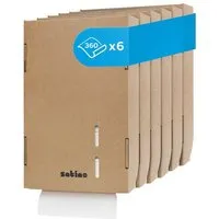 Satino by WEPA Satino by WEPA Papierhandtuchspender aus Karton - flexibel einsetzbar - Wandmontage ohne Bohren - mit 360 Blatt befüllt, Braun, – Produktbild 1 von 2