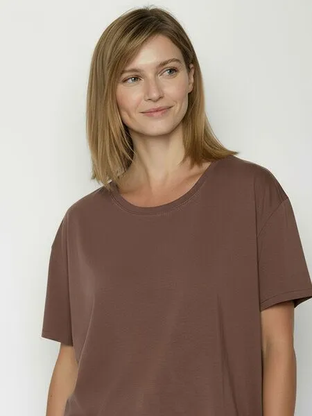 GreenBomb GREENBOMB Basic Feel - Lässiges T-Shirt aus Bio-Baumwoll-Mix / GOTS / Fair & Vegan, Braun (earth wood), – Produktbild 2 von 4