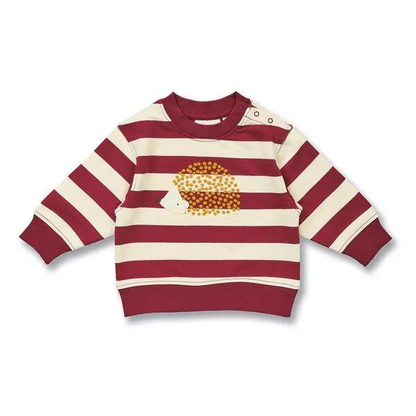 Sense Organics Sense Organics Baby Sweatshirt, Modell SIAM, Weinrot geringelt mit igel, – Produktbild 1 von 4