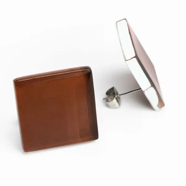 ALEXASCHA ALEXASCHA Auffällige Statement Ohrringe aus Glas | PUREFORM, Kaffeebraun, – Produktbild 1 von 4