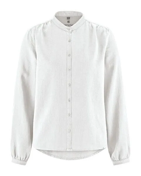 HempAge HempAge Feminine Stehkragenbluse Hanf/Biobaumwolle, White (weiss), – Produktbild 1 von 4