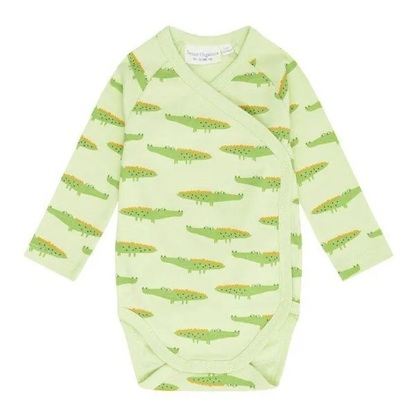 Sense Organics sense-organics Baby Wickelbody *Kroko grün*/*Kakadu pink* Gots & Fair Trade I Sense Organics, Grün, – Produktbild 1 von 3