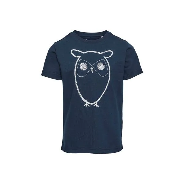 KnowledgeCotton Apparel KnowledgeCotton Apparel Kinder T-Shirt Flax Owl reine Bio-Baumwolle, Total eclipse, – Produktbild 2 von 2