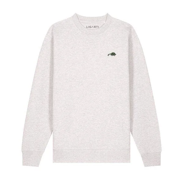 LIGARTI Bestickter Pullover – Lars die Schildkröte – LIGARTI Tiermanufaktur, Hellgrau, – Produktbild 1 von 3