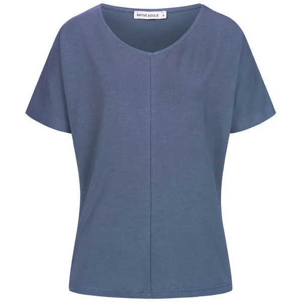 NATIVE SOULS NATIVE SOULS Lyocell Damen V-Neck Shirt Medhu, Dark blue, – Produktbild 1 von 1