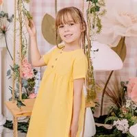 Walkiddy Sommerkleid Gelb uni Musselin Bio-Baumwolle GOTS – Walkiddy – Produktbild 1 von 1