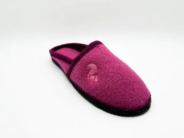 thies "thies ® Mountain Wool Slipper 1" aus reiner, ökologischer Schurwolle, made in Austria, Raspberry (bordeaux), – Produktbild 2 von 4