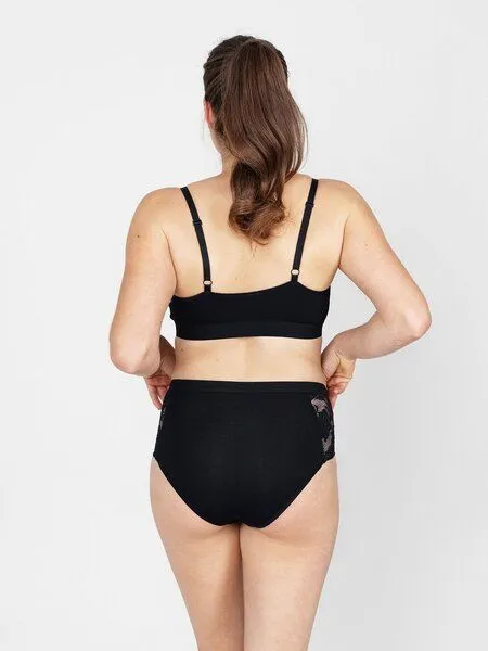 erlich textil erlich textil Alisa bügelloses Bustier mit Spitze aus weichem Modal, made in Europe, Schwarz, – Produktbild 3 von 4