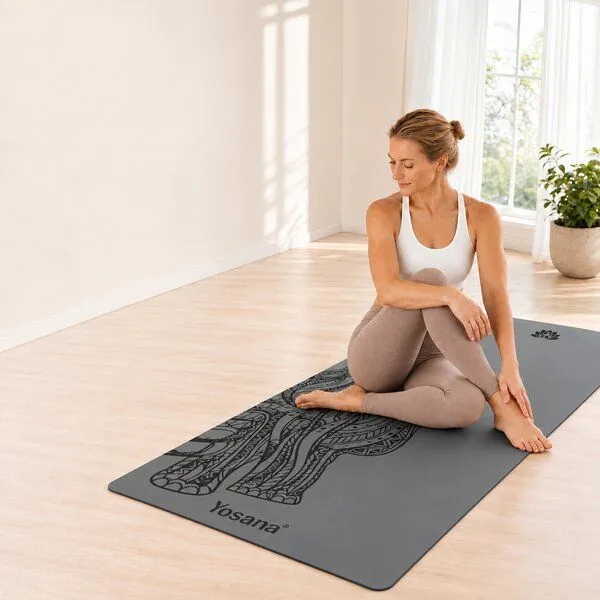 Yosana Yosana Yogamatte Ultra Grip inkl. Baumwolltragegurt (Elefant Grau) – Produktbild 8 von 8