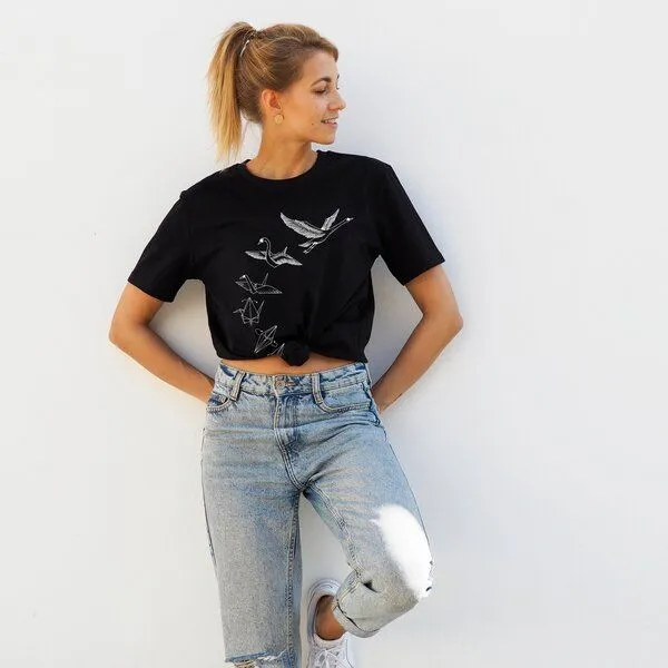 LIGARTI T-Shirt – Origami Schwan – LIGARTI Tiermanufaktur, Petrol, – Produktbild 4 von 4