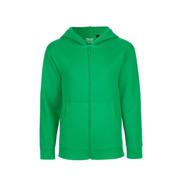 HANDGEDRUCKT HANDGEDRUCKT Unisex Kinder Zip Up Hoody "Rubi", Green, – Produktbild 2 von 4
