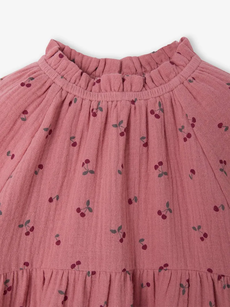 Vertbaudet Vertbaudet Mädchen Baby Volantkleid aus Baumwollmusselin, Rosa, – Produktbild 3 von 4