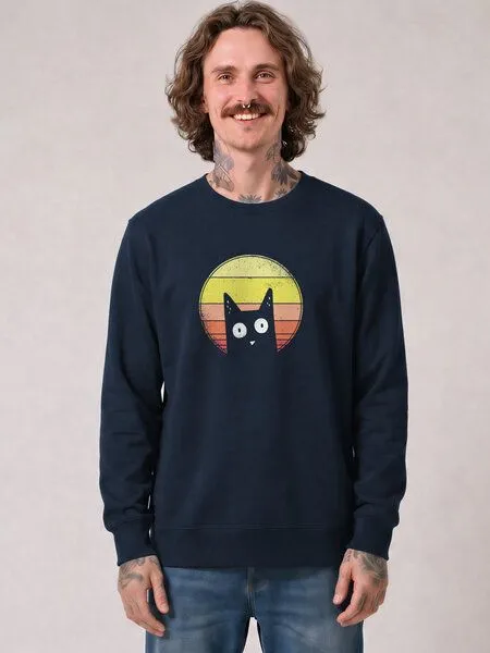 watapparel watapparel Sweatshirt Unisex Sunset Cat, French navy, – Produktbild 2 von 2