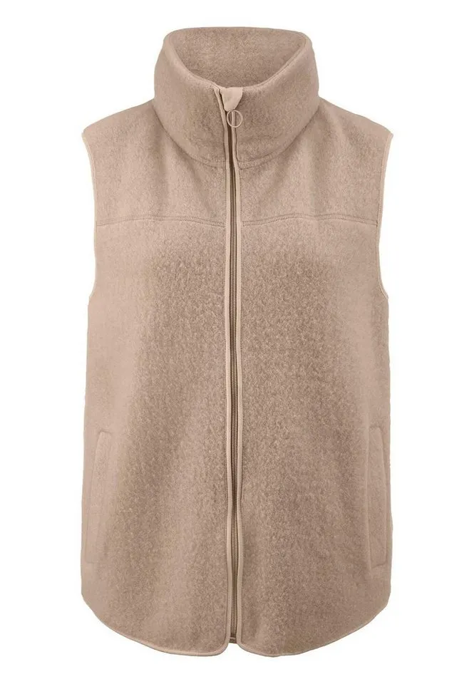 hessnatur hessnatur Fleeceweste Regular aus reiner Merinowolle (1-tlg), Beige, – Produktbild 2 von 5
